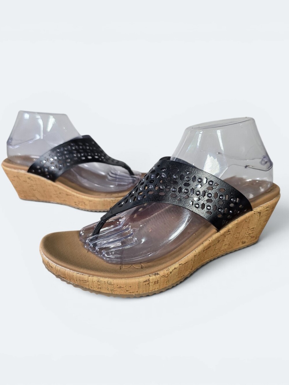 Skechers Cali Beverlee Pier Stroll Wedge Sandals Black Size 10 Like New
